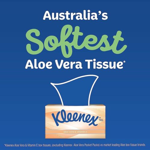 Kleenex Aloe Vera & Vitamin E, 3 Ply Facial Tissues 2280 Count (24 x 95 Pack) - Picture 2 of 7