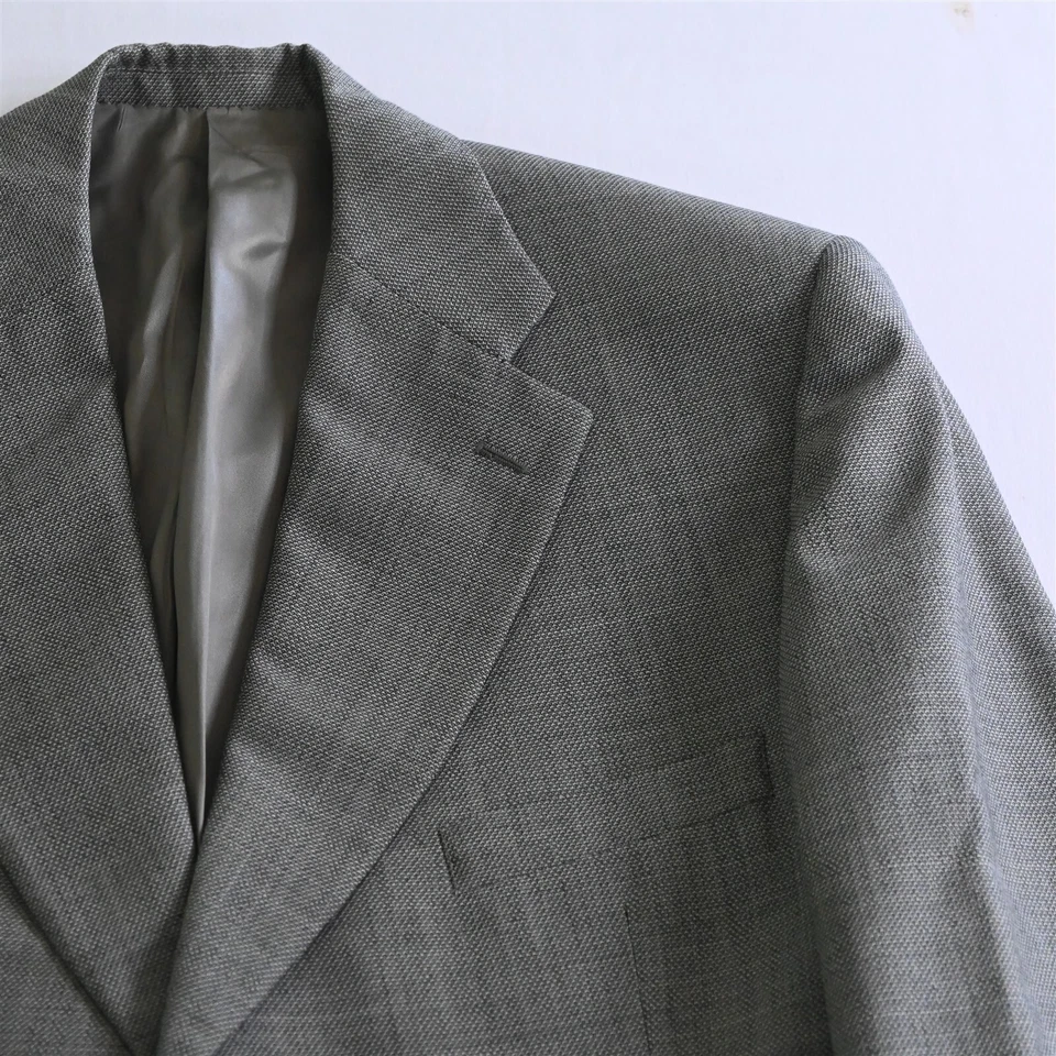 Jhane Barnes 44R 32x30 灰色大麦花羊毛男式夹克裤子套装 — 第 3/4 张图片