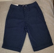 Univibe Boys Ryland Cotton Chino Shorts Blue Striped Size 8