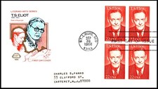 2239 Poet T.S. Eliot FDC, Blk/4 - House of Farnam, excellent condition