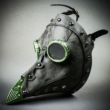Mascarada Doctor Peste Gris Cuervo Verde Nariz de Pájaro Halloween Disfraz Fiesta Máscara