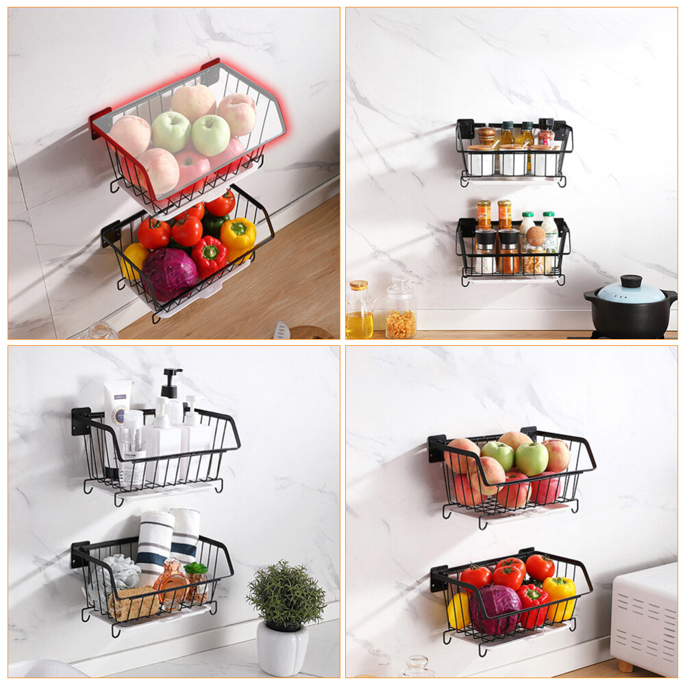 Fruits Basket Metal Baskets WallMounted Vegetable Single Layer eBay
