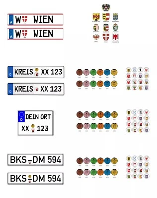 MARKENLOS 2er Set Wunschkennzeichen für Modellauto 1:43 Diorama Decal oder selbstklebend