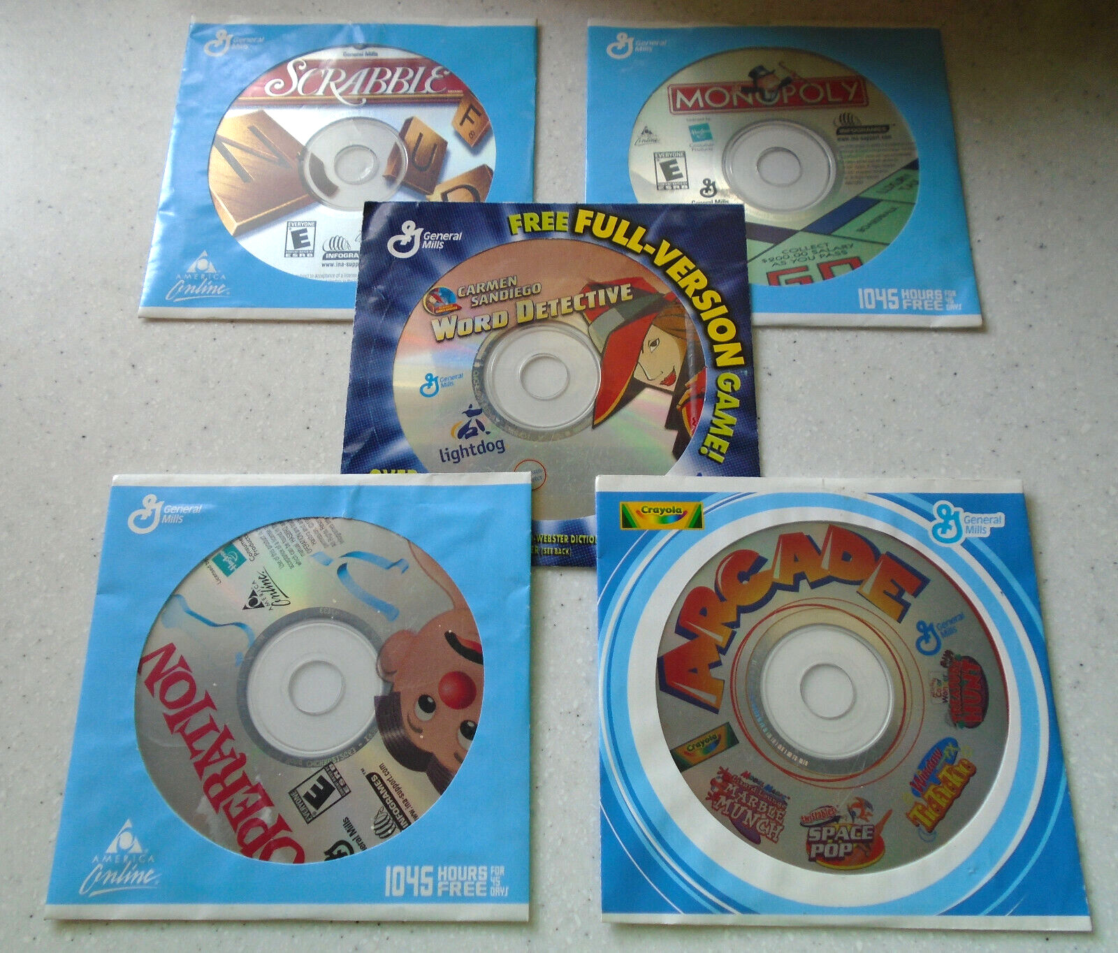 General Mills PC Games MONOPOLY Scrabble OPERATION Arcade CARMEN SANDIEGO Promo