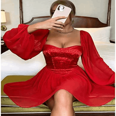 lantern sleeve corset dress [Blood Supply]Classical court gorgeous lantern sleeve dress