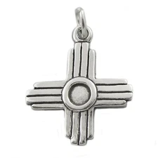 Zia Native American Sun Symbol New Mexico 925 Sterling Silver Charm Pendant