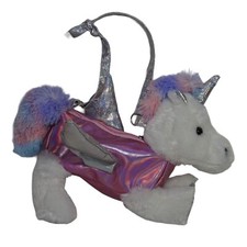 Plush Unicorn Purse Shoulder Bag Girls Silver Pink Metallic Stuffed Animal 2018