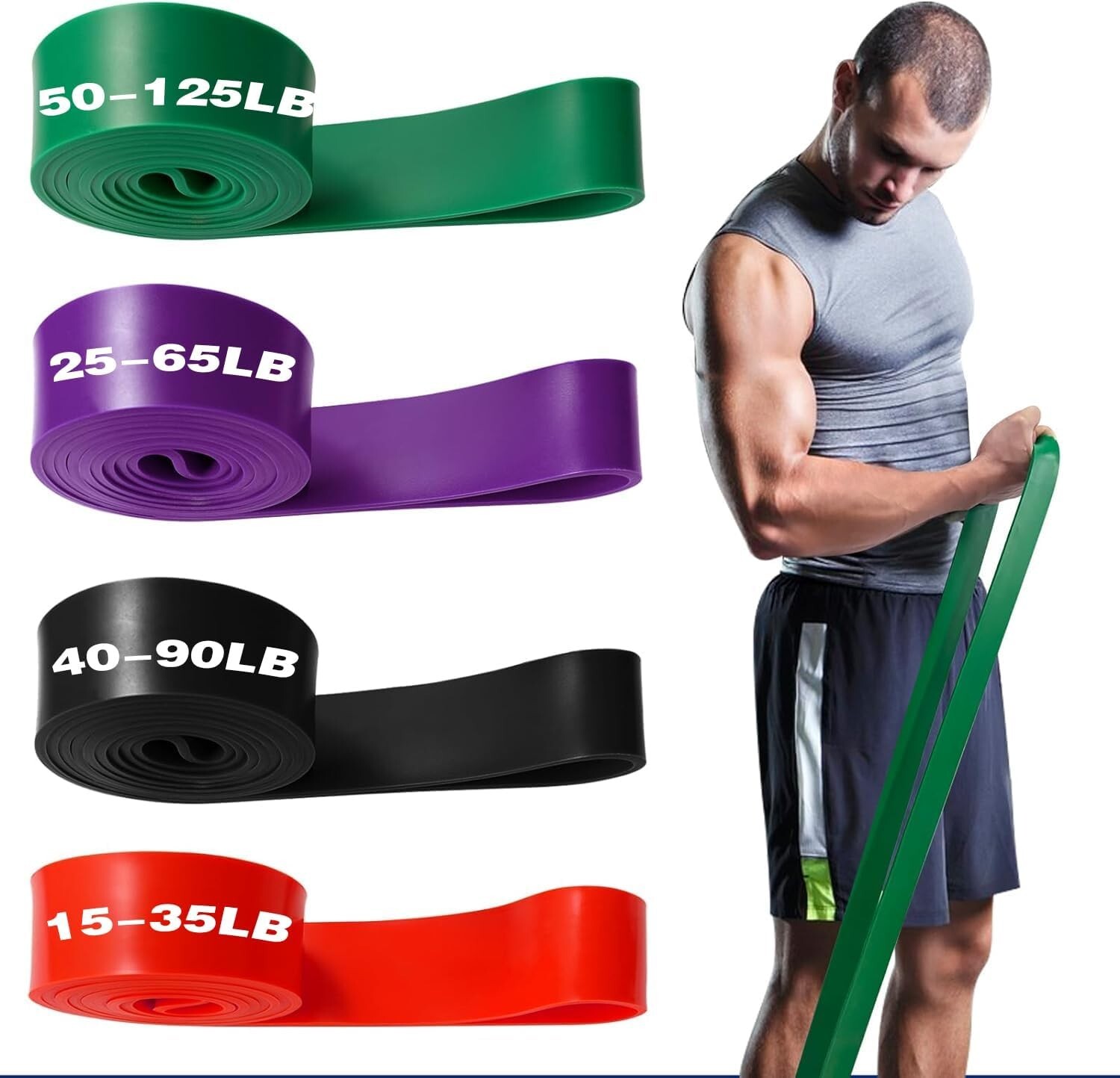 Heavy Duty Resistance Bands Set of  4 for Gym Exercise Pull up Fitness Workout