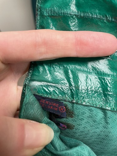 Abito vintage Jessica Mclintock verde foresta con spilla perla e borsa pelle d'anguilla - Foto 9 di 10