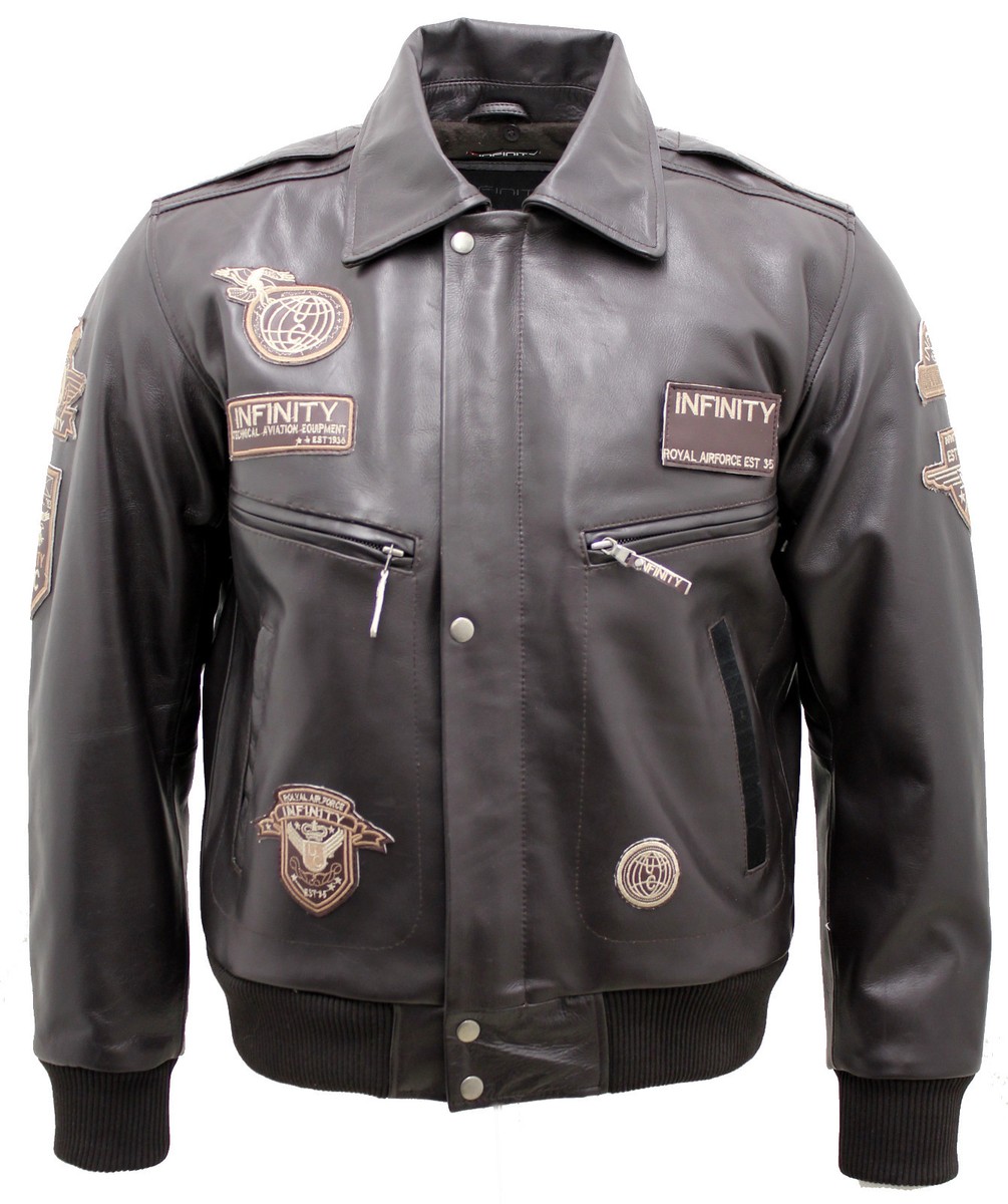 Men's Brown Leather US Air Force Flying Bomber Jacket with