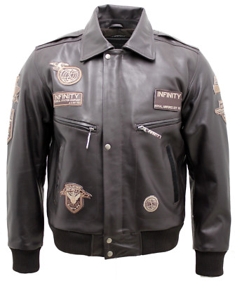 Men's Brown Leather US Air Force Flying Bomber Jacket with