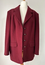 Vintage House Of Fraser Jacket Cashmere Wool Blend Red Shoulder Pads Size 22