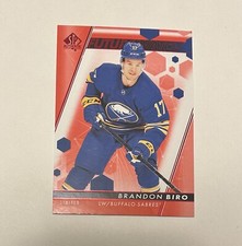 2022-23 UD SP Authentic Brandon Biro Red Future Watch Rookie RC #177 Sabres