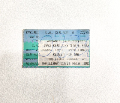 Vintage 1993 Kentucky State Fair Ticket Stub Aug 19 - 29 Louisville