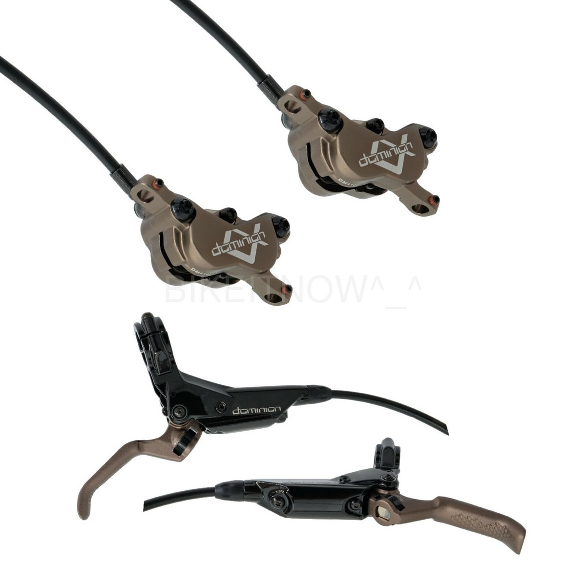 Freno A Disco Idraulico Hayes Dominion A4 A 4 Pistoni, Colore Bronzo - Per MTB DH/Trail, Anteriore/Posteriore