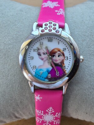 New Disney Frozen Watch Anna Elsa Sisters Winter Pink Snowflakes Band
