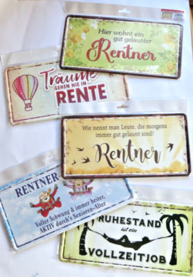 Blechschild Spruch Rentner Rente Ruhestand lustiges Geschenk Deko Schild Auswahl