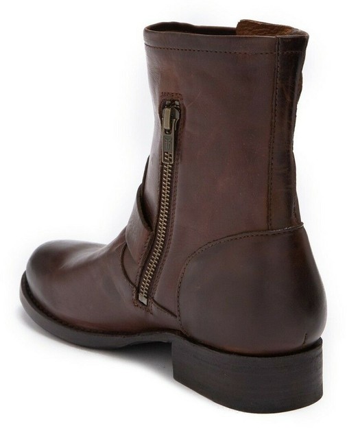 Frye Womens US 7/EU 37 Dark Brown Side Zip Vicky Engineer Leather Boots | eBay
