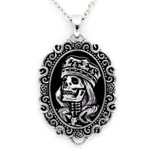 Skull Cameo Necklace King with Crown Pendant Stainless Steel Jewelry By Controse