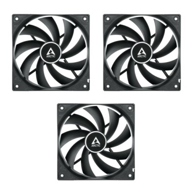3 x ARCTIC F12 PWM PST 120mm 12cm schwarz PC Gehäuselüfter 1350RPM 53CFM 4-Pin