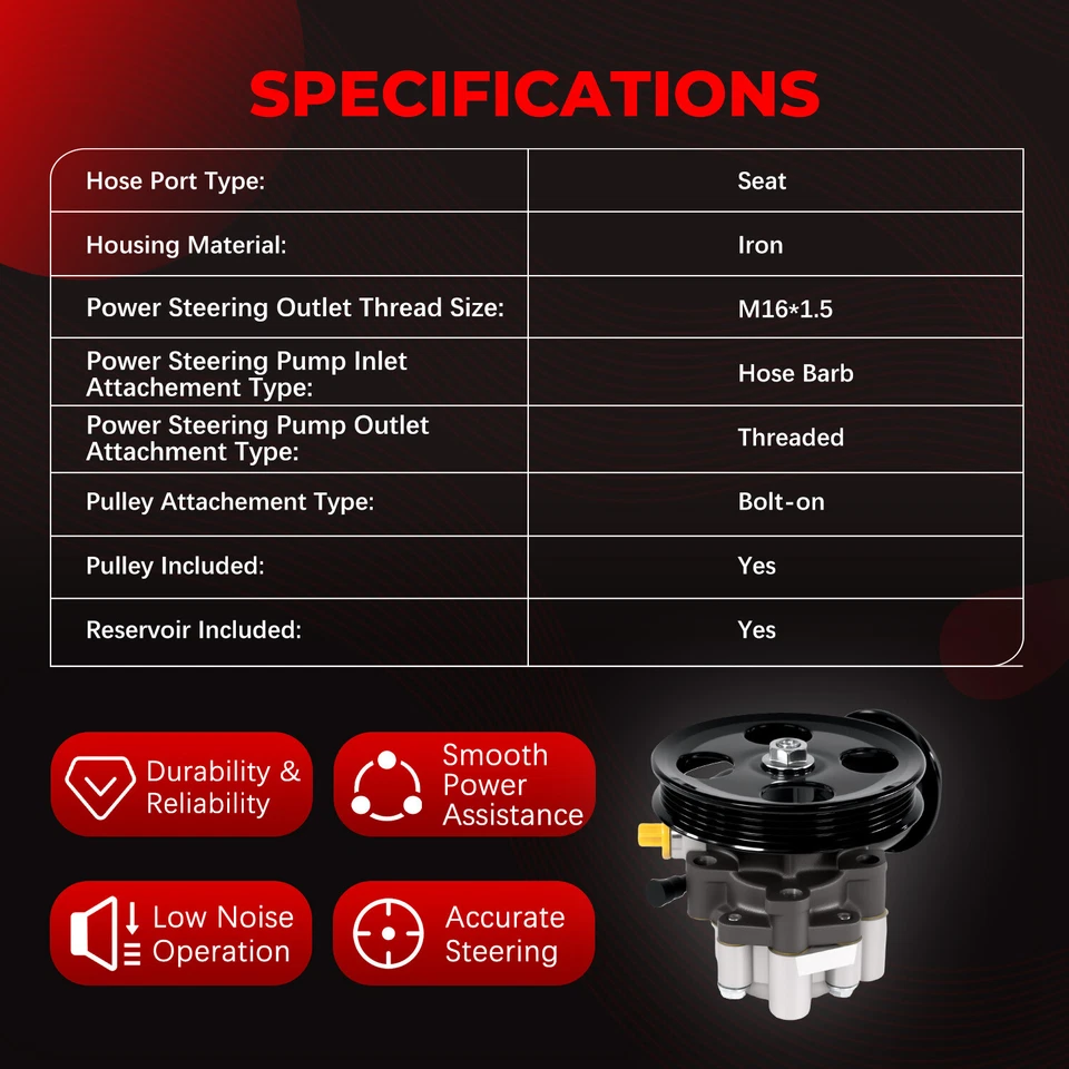 Bomba de dirección asistida con depósito y polea para 02-07 Dodge Ram 1500 3,7/4,7/5,7 L Foto 4 de 4