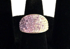 Sterling Silver Ring Size 8 White, Pink and Purple Rhinestones Vintage