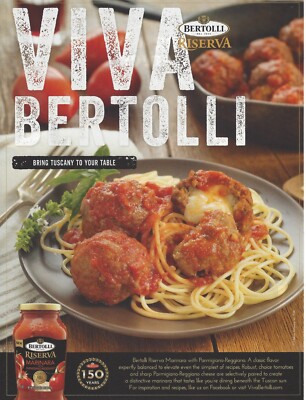 2016 Bertolli Riserva Marinara Sauce Pasta PRINT AD Food Advertisement