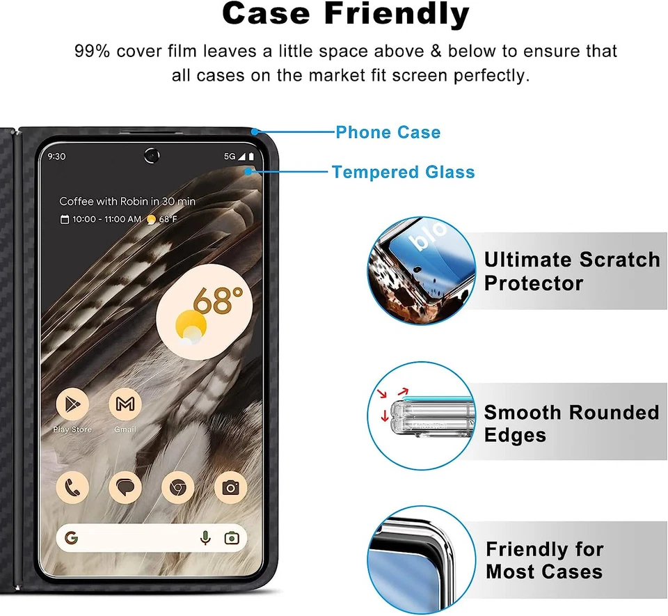 Outer Tempered Glass+Back Camera Lens Screen Protector for Google Pixel Fold 5G - Image 2 of 4