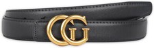 Women's Leather Belt with Buckle - Ideal 28-31 Pant 6-10 , Ado-black-gold