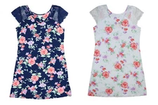 Charter Club Intimates Women's Floral Print Lace Sleeves Chemise Nightgown NWT 