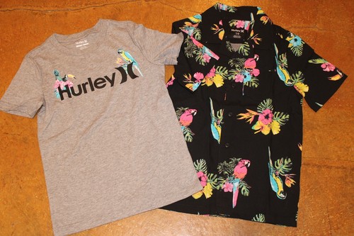 Hurley Youth Button Up Shirt & Tee Set Tropical Size Small 7/8 - Picture 4 of 8