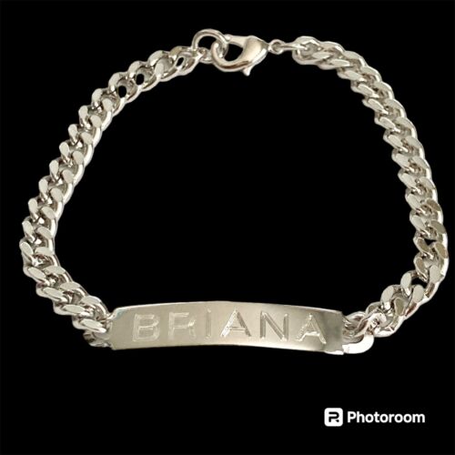 Vintage Name ID Bracelet BRIANA Silver Tone Rhodium Plated 7.5" Girls Teen 90's - Picture 2 of 12