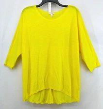 Charming Charlie Shirt  Womens Large Yellow 3/4 Sleeve Knit Tunic Blouse