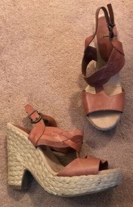 brown leather platform heels