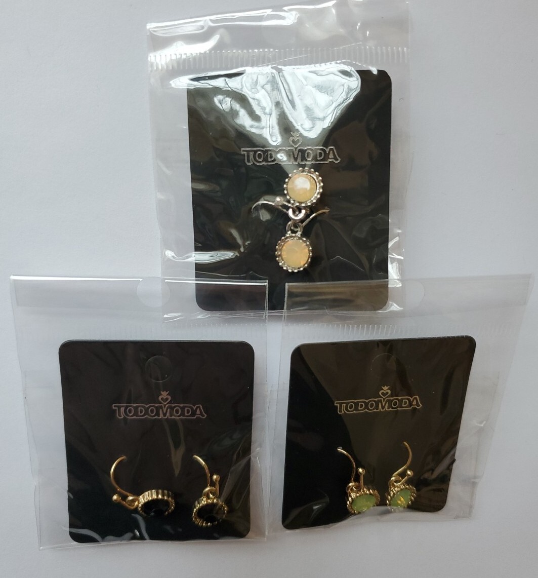 Elegant Dangle Earrings in Gold & Silver Tones with French Wire 3 Pairs-image