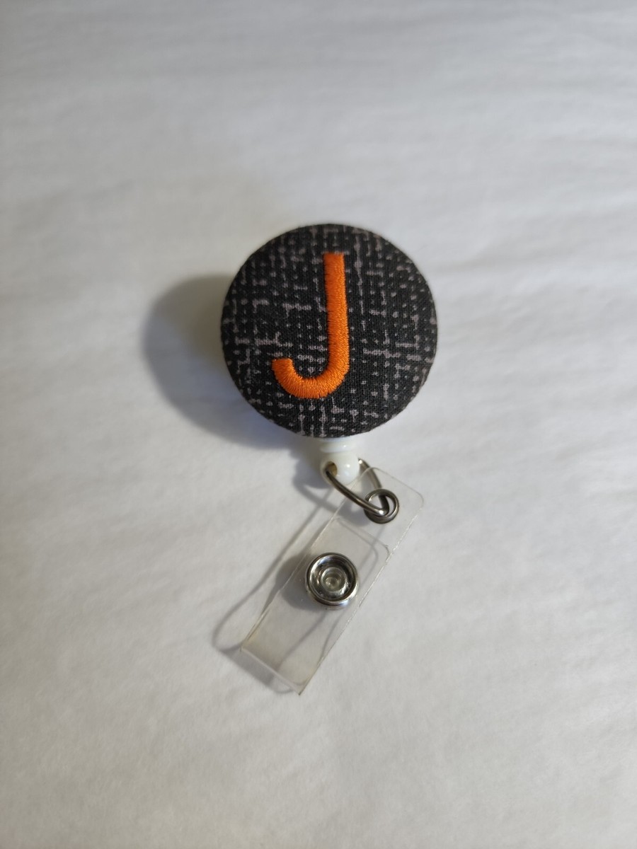 J Letter Badge Holder Reel Clip | eBay