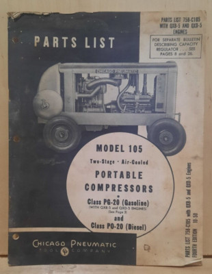 CHICAGO PNEUMATIC #758-C105 MODEL 105 2-STAGE AIR-COOLED PORTABLE COMPRESSOR P/L