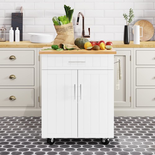 Kitchen Island Cart with Storage,Rolling Side Table on Wheels with Large Work...