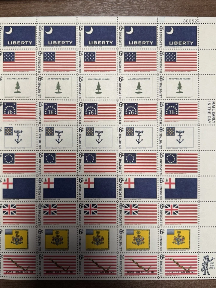 US SC# 1345-54 6c HISTORIC FLAGS TWO FULL SHEETS OF 50 MNH  ISSUED IN 1968 - Image 3 of 4