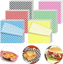 120 Pcs Wax Paper Sheets 12X12 In Checkered Food Basket Liners Deli Sheets
