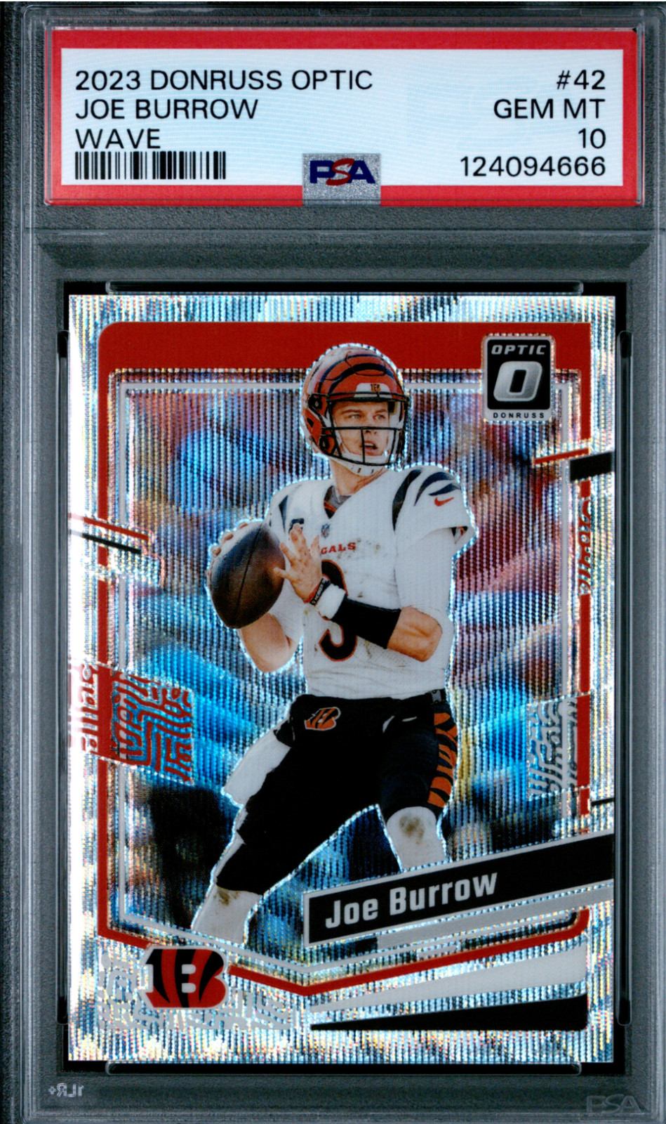 2023 Panini Donruss Optic - Joe Burrow #42 Wave Prizm /300 PSA 10