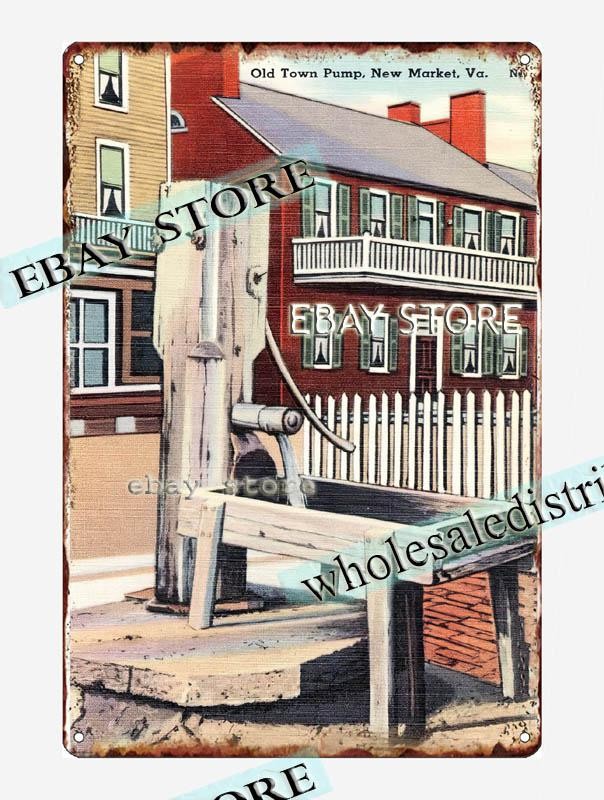 1930-45 Old Town Pump, New Market, Virginia tin sign accessories the home