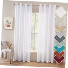 Linen Curtains 96 Inches Long 2 Panels for 52"W x 96"L Pack of 2 White