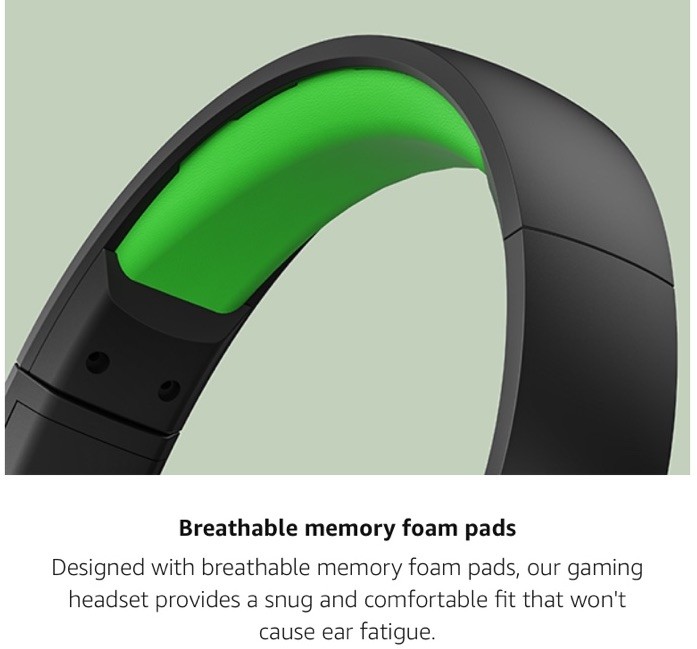 BINNUNE Wired Stereo Gaming Headset BG02 w/Microphone Black Green 3.5mm (READ)