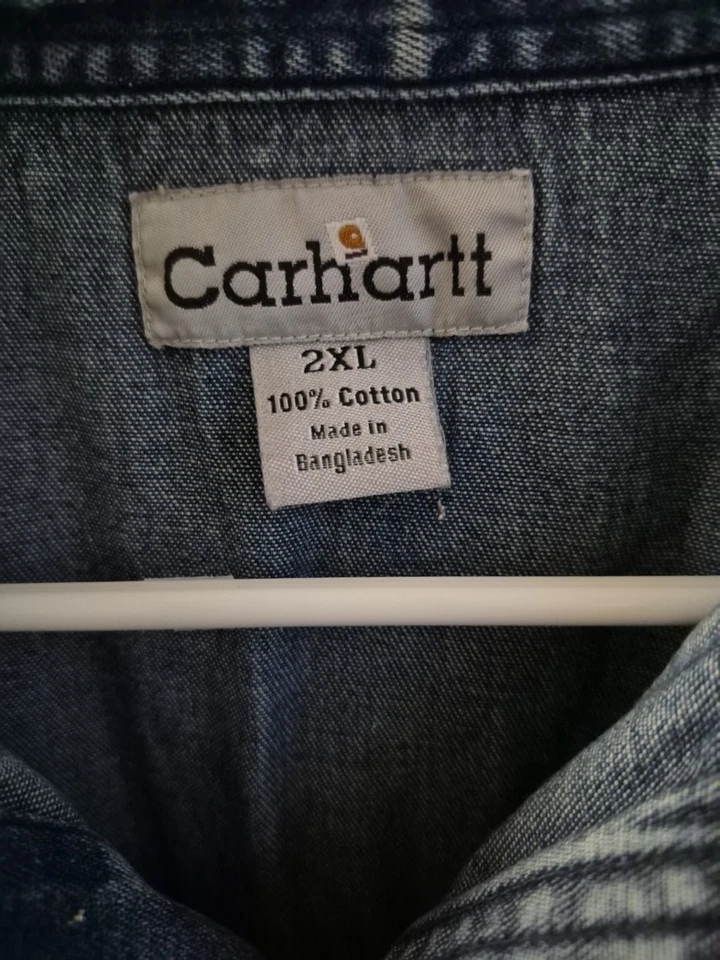 Camisa a Presión Carhartt Denim 2XL Blanca Perla Para Hombre Resistente  Foto 2 de 4