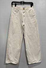 Low Classic Wide Leg High Waist Jeans Women  s Small /26 Ivory Denim Minimalist