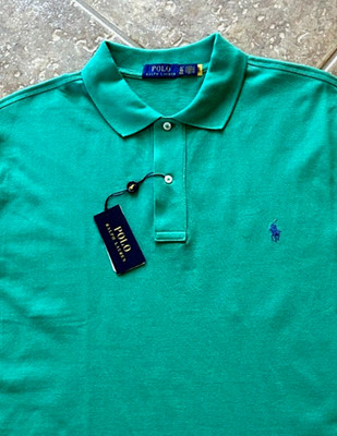 Polo Ralph Lauren Classic Fit Mesh Polo Shirt 2XB Green w/Blue Pony $125 NWT
