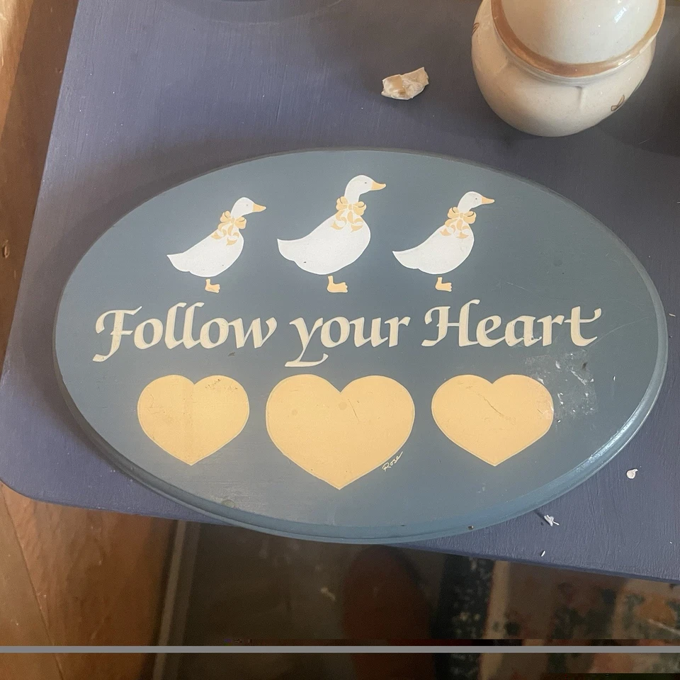 Placa de pared de corazón de ganso vintage - Sigue tu corazón decoración de granja de campo, Foto 2 de 4