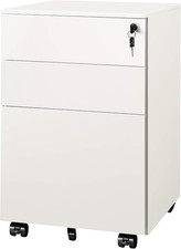 3 Drawer Rolling File Cabinet, Locking Filing Cabinet for Home Office, Fully Ass