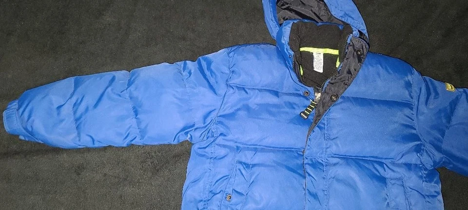 GAP Puffer Jacket Coat Youth Size 7-8 7 8 Hooded Fleece Interior Blue Black - Image 3 of 4